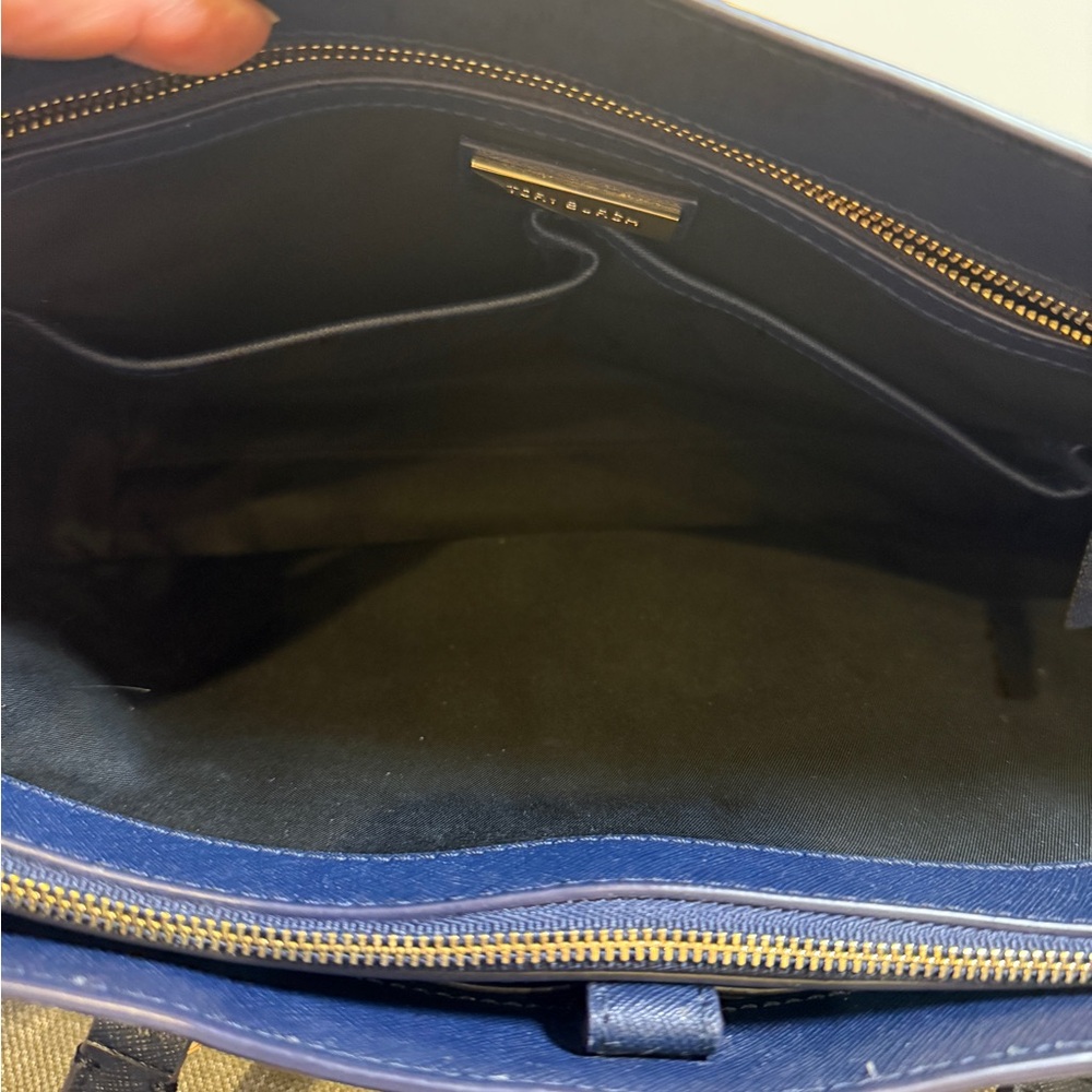 Tory Burch Navy Blue Leather Tote Bag - Purse - Picture 8 of 15